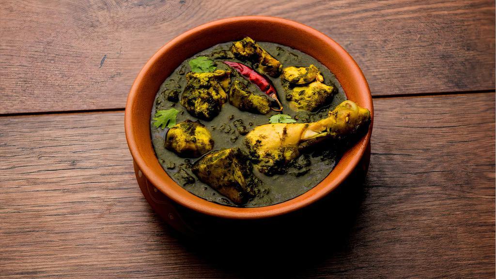 Chicken Saag · Boneless chicken soaked in pureed spinach gravy and spices.