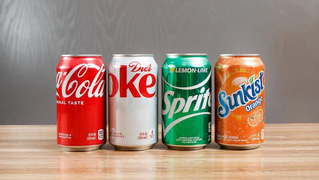 Can Sodas · Coca-cola, Diet Coke, Sprite, Sunkist,
