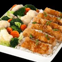 Large Teriyaki Chicken · Fresh, grilled chicken, glazed with our signature teriyaki sauce, then lightly sprinkled wit...
