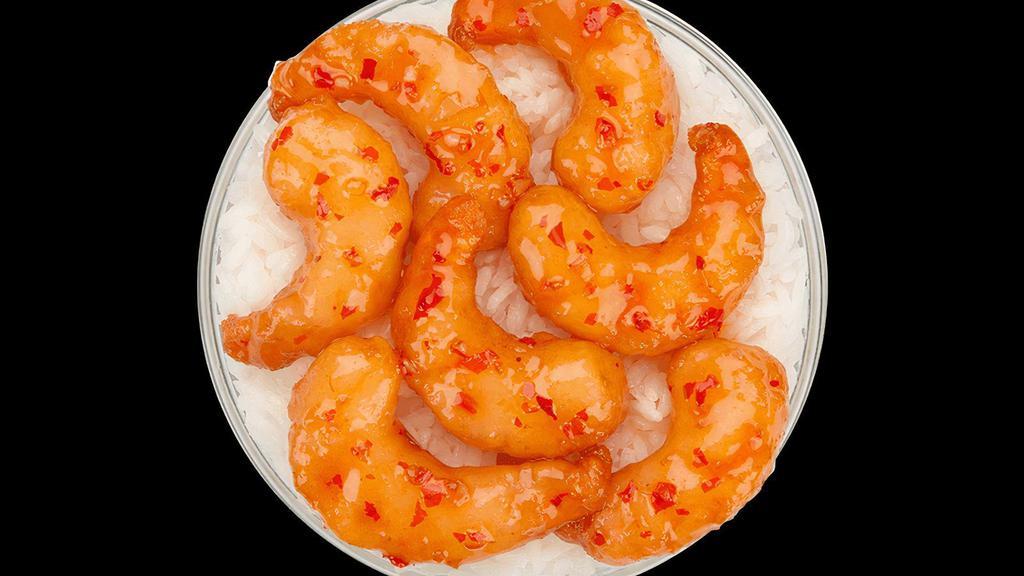 Sweet Chili Shrimp Only · Crispy, succulent shrimp, tossed in a sweet and mildly spicy Asian chili sauce.
