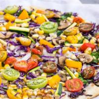 Vegan Pizza (No Cheese) · Vegan pizza is served without vegan cheese.