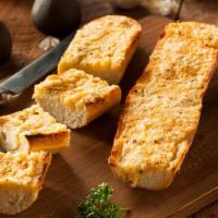 Cheese Garlic Bread · Oven-baked cheese bread served with marinara sauce.
