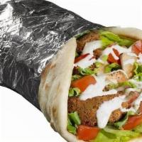 Chicken & Falafel Sandwich · Sandwich served with combo of chicken & falafel.  Served with one white sauce and one red sa...