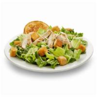 Chicken Caesar Salad · Herb-roasted chicken, lettuce, garlic croutons, parmesan cheese, and Caesar dressing.