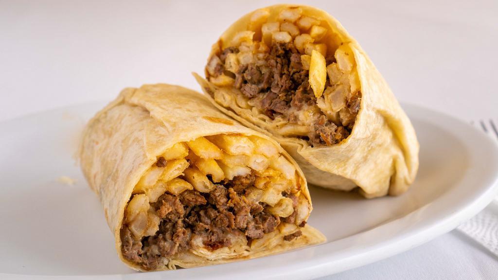 California Burrito · Choice of meat, fries, cheese and sour cream.