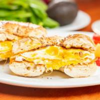 Egg Sandwich · Two eggs, mayo and cheese, on choice of bagel, croissant or focaccia. Served with English mu...