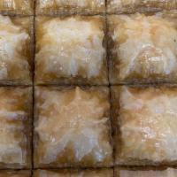 Baklava · Layered pastry dessert made of filo pastry, filled with chopped nuts, and sweetened with syr...