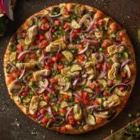 Gourmet Veggie Pizza
 · An upscale veggie creation. Artichoke hearts, zucchini, spinach, mushrooms, tomatoes, garlic...