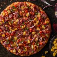 Maui Zaui™ · The original polynesian pizza ham, crisp bacon, juicy pineapple, tomatoes, green onions on p...