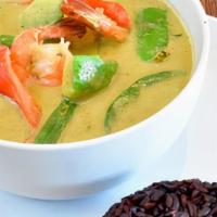 Avocado Green Curry · Medium spicy. Green coconut milk curries with avocados, green beans, bell peppers, and sweet...