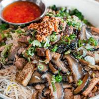 Lord’s Noodles · Steamed fine vermicelli noodles, tofu, pork belly, dried squid, cilantro, green onions, bean...