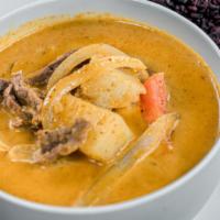 Yellow Curry · Vegetarian option. Mild spicy. Yellow coconut milk curry with potatoes, carrots, and onions.