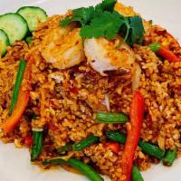 Spicy Fried Rice · Vegetarian option. Medium spicy. Egg, green beans, bell peppers, onions, chili, and sweet ba...