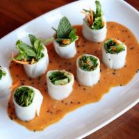 Fresh Spring Rolls · Shrimp or tofu + lettuce + mint + fresh rice paper W/ peanut dipping sauce
