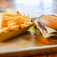 Five Dot Ranch Dry Aged Burger · dry aged and fresh ground blend, white cheddar, crisp lettuce, special sauce, B&B pickles