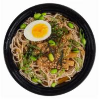 Chilled Japanese Soba Noodles · Vegetarian. Edamame, hard boiled egg and garlic broth, braised daikon radish, sesame seeds a...