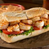 Super Shrimp Torta · Mouthwatering Mexican-style Sandwich prepared with Shrimp, beans, jalapeños, lettuce, tomato...