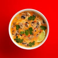 Spicy Tom Kha Soup · Those seeking burning questions must seek within - within a coconut, at least.