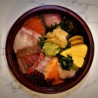 Chirashi Bowl · Chef's choice assorted seasonal fishes over sushi rice.
