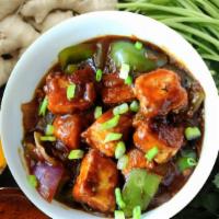 Chilli Paneer (Gravy) · Indian cottage cheese seasoned and fried in Indo-Chinese sauce.