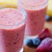 Power Through Smoothie · Apple juice, banana, blueberry, ginseng, multivitamin, and soy protein.
