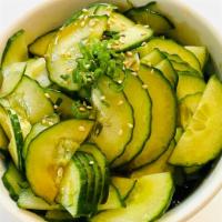 Sunomono · Cucumber and seaweed salad in rice vinegar dressing.