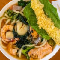 Nabeyaki Udon · Seafood noodle soup.