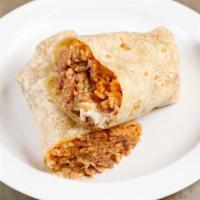 Burrito · A flour tortilla stuffed with rice, beans, choice of chicken, beef or al pastor and choice o...
