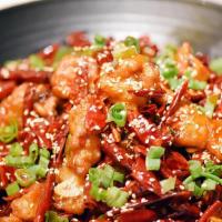 Chicken with Explosive Chili Pepper 飄香辣子雞 · Spicy. Sautéed with fried dried chili peppers.