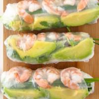 Springrolls(3)Avocado Shrimps · Avocado,Shrimps and Veggies. Made fresh daily,
