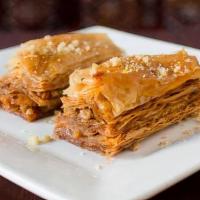 Baklava · Phyllo dough with walnut and syrup.
