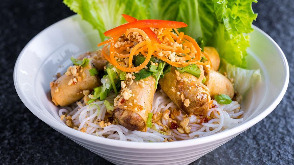 Vermicelli Salad Bowl · Fried vegetable egg rolls. Served with vermicelli noodle, fresh salad, and pineapple sauce.