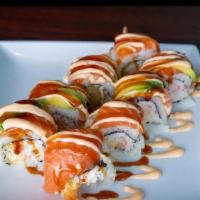Orange Blossom Roll · Raw. Shrimp, crab, salmon, and avocado with unagi sauce and spicy mayo.