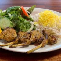 Shishlik Special · Delicious skewers of 4 lamb chops, marinated with saffron and onions.