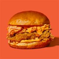 Kimchi · Our signature fried chicken served on a toasted bun and topped with kimchi and spicy mayonna...
