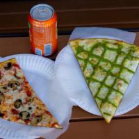 Speederia Special · Any 2 Slices (from display case of slices) and a Soft Drink.