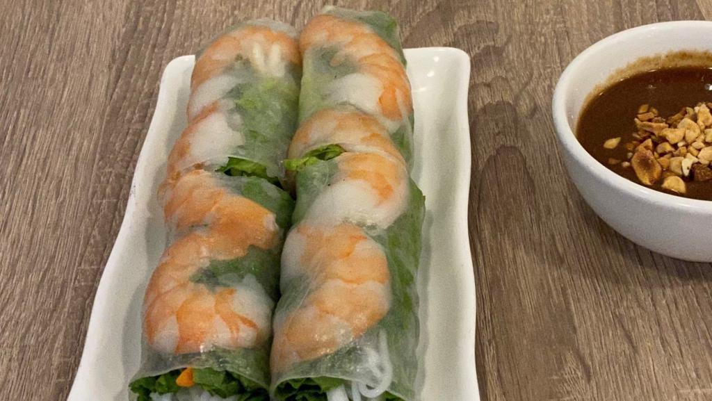Gỏi Cuốn Tôm · Shrimp spring roll served with hoisin peanut sauce (two pieces).