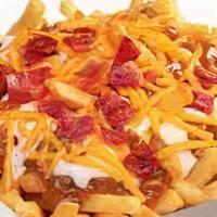 Bacon Fries · Fries with GameDay cheese sauce and bacon.