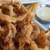 Fried Onion Strings · hickory bbq sauce • country buttermilk ranch