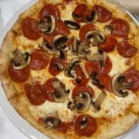 Pepperoni & Mushrooms · Marinara, mozzarella, pepperoni and mushrooms.