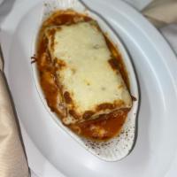 Lasagne · Baked lasagna with Italian sausage meat sauce.