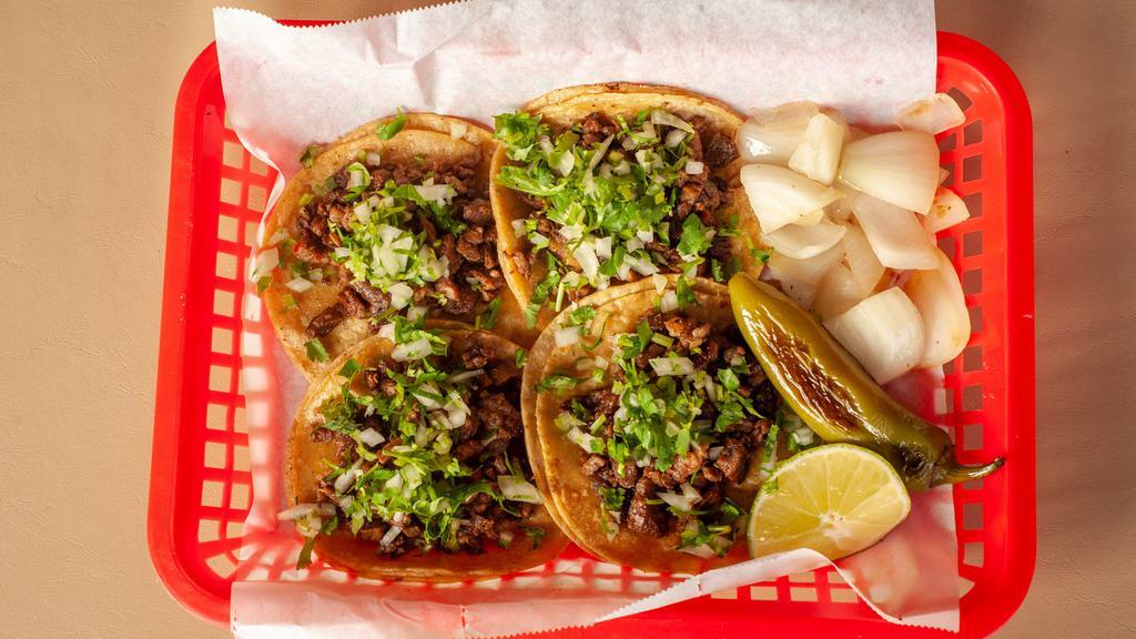 Taco(1) · Choice of meat, Onions, Cilantro, Grilled Onions on the side.