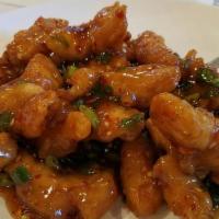 1. Szechuan Chicken · Hot and spicy. Crispy, lightly battered in a golden spicy garlic herb sauce.