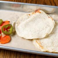 MINI-QUESADILLAS · Two small corn tortillas, melted jack and cheddar cheese