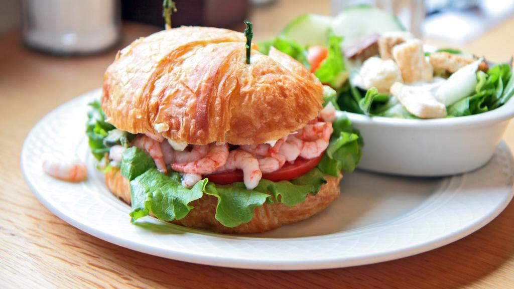 Shrimp & Crab Salad Sandwich · Delicious sandwich made with Shrimp, Crab meat, lettuce and tomatoes. Topped with mayo.