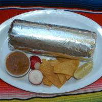 Bacon and Egg Burrito · Bacon and egg, rice, refried beans and cheese