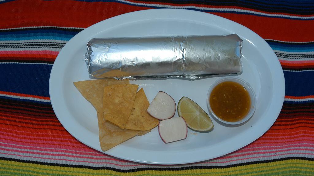 Small Burrito · Re-fried beans, rice and cheese only.