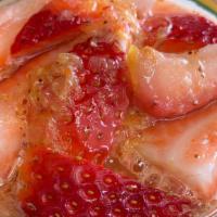 ESCAMOCHAS · Fresh mango, strawberries, watermelon, cantaloupe, pineapple mixed with orange juice, salt ,...