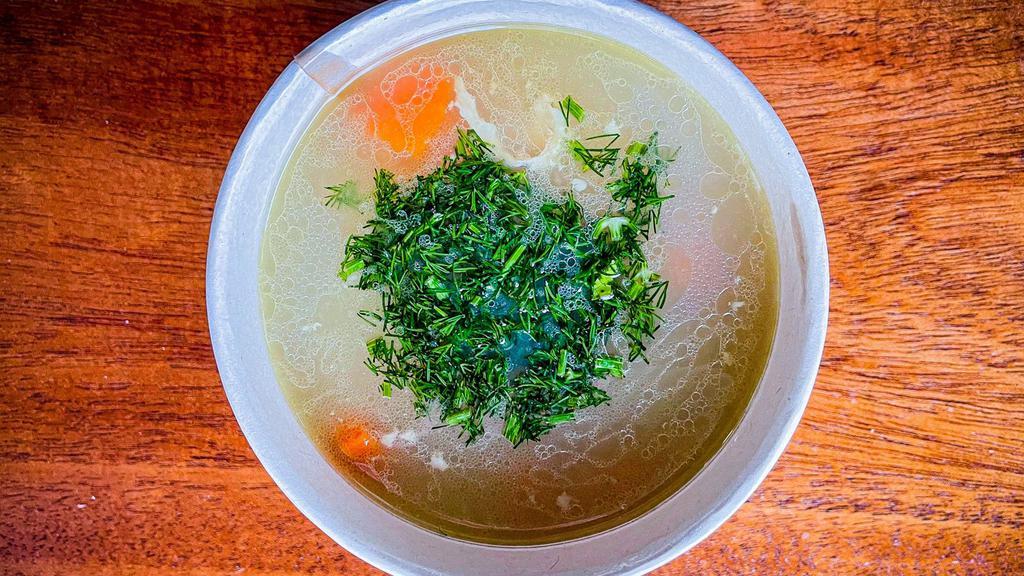 Chicken Couscous Soup · House-made chicken bone broth, couscous, carrot, celery, lemon, and fresh dill with Acme bread. *Dairy Free *Contains gluten