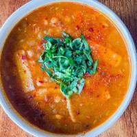 Green Lentil Soup · Carrot, celery, and hand-cut pasta with parsley and Aleppo pepper with Acme bread *Vegetaria...